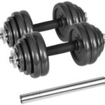 REBEL ACTIVE Adjustable dumbbells in a case 30 kg with a bar