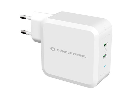 xlarge_20260219152239_conceptronic_fortistis_choris_kalodio_me_2_thyres_usb_c_100w_power_delivery_leykos_althea08w.jpeg Conceptronic ALTHEA08W 2-Port 100W GaN USB-C Charger - Image 1