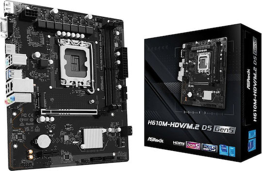 Asrock H610M-HDV/M.2 D5 Gen5 Intel H610 LGA 1700 micro ATX - Image 1