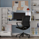 Cosmo Desk + Bookcase Set  White