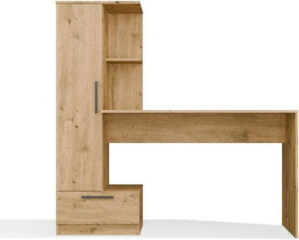 COSMO Oak Artisan Desk + Bookcase Set