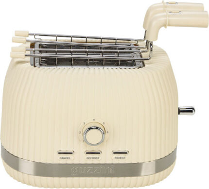 Guzzini Sous Chef Toaster with Folding Tongs, cream