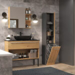 Topeshop NEL IV ANT/ART bathroom storage cabinet Graphite  Oak