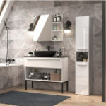 Bathroom cabinet NEL I 31x30x174 cm  white  glossy