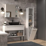 Bathroom cabinet NEL IV 31x30x174 cm  white  glossy