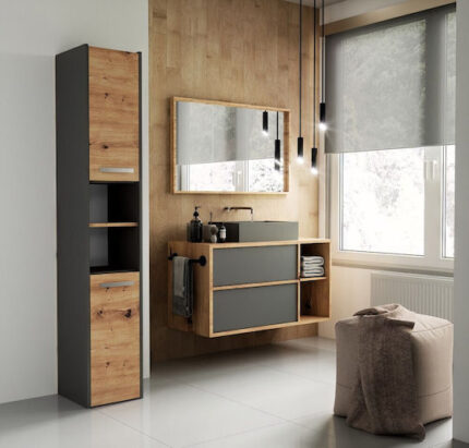 Topeshop S30 ANTRACYT/ARTISAN bathroom storage cabinet