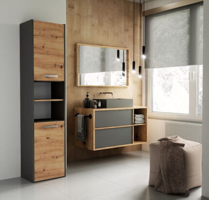 Topeshop S40 ANTRACYT/ARTISAN bathroom storage cabinet