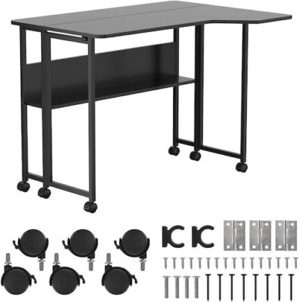 Maclean Folding Desk/Table  Black  Mobile  100x73 cm  max. 50 kg  Angled  L-Shaped  MC-126 L/B