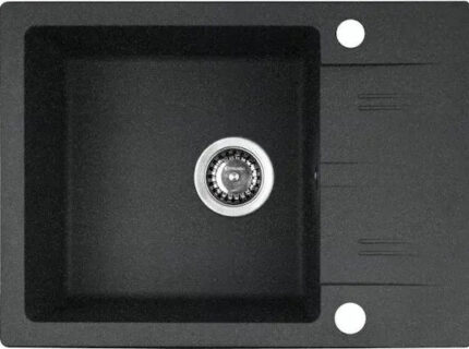 PYRAMIS LEFKADA sink (59x44) 1B 1D black + Lungo volcano Black Edition tap - 070261111LBE