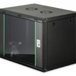 Szafa sieciowa wisząca Dynamic 19" 9U rack 474x600x450mm, drzwi szyba, czarna, niezłożona, 60kg