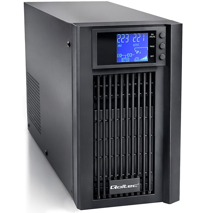 1012294_2101914.jpeg Qoltec 52642 UPS On-Line 3000VA 2400W με 2 Schuko Πρίζες - Image 1