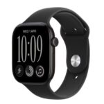 Apple Watch Series 12 Aluminium 42mm Αδιάβροχο με Παλμογράφο (Black Aluminium with Black Sport Band - S/M)