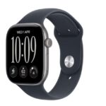 Apple Watch Series 12 Aluminium 46mm Αδιάβροχο με Παλμογράφο (Space Grey Aluminium with Navy Blue Sport Band - M/L)