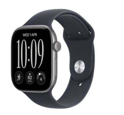 Apple Watch Series 12 Aluminium 46mm Αδιάβροχο με Παλμογράφο (Space Grey Aluminium with Navy Blue Sport Band - M/L)