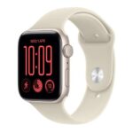 Smartwatch Watch SE 3 GPS, koperta 44mm z aluminium w kolorze księżycowej poświaty, pasek sportowy w kolorze piaskowym - rozmiar S/M