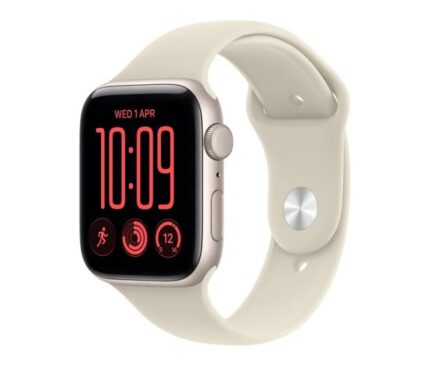 Smartwatch Watch SE 3 GPS, koperta 44mm z aluminium w kolorze księżycowej poświaty, pasek sportowy w kolorze piaskowym - rozmiar M/L