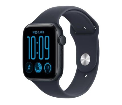 Apple Watch SE 3 Aluminium 44mm Αδιάβροχο με Παλμογράφο (Midnight Aluminium Case with Navy Blue Sport Band - M/L)