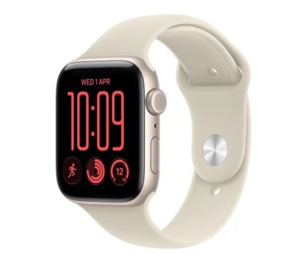 Apple Watch SE 3 Cellular Aluminium 44mm Αδιάβροχο με eSIM και Παλμογράφο (Starlight Aluminium Case with Sand Sport Band - M/L)