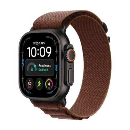 Apple Watch Ultra 4 Titanium 49mm Αδιάβροχο με Παλμογράφο (Black Titanium with Burgundy Alpine Loop - Medium)