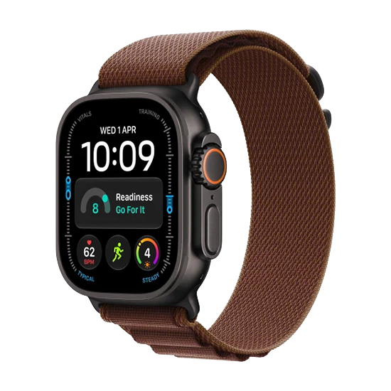 195951217727.png Apple Watch Ultra 4 Titanium 49mm Αδιάβροχο με Παλμογράφο (Black Titanium with Burgundy Alpine Loop - Medium) - Image 1