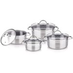 Lamart Pots Set of Stainless Steel with No Coating Silver 8pcs