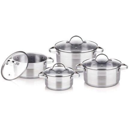 Lamart Pots Set of Stainless Steel with No Coating Silver 8pcs