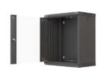 Szafa instalacyjna rack wisząca 19 cali 12U 540x350 czarna drzwi przeszklone (flat pack) - Image 2