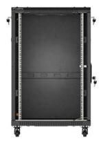 Szafa instalacyjna rack stojąca 19 cali 18U 600x600 drzwi przeszklone (Flat pack) czarna - Image 2
