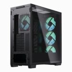 APNX C1 Gaming Midi Tower Computer Case with Side Window and RGB Lighting Black - Image 7