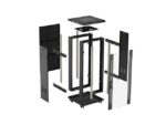 Szafa instalacyjna rack stojąca 19 cali 18U 600x600 drzwi przeszklone (Flat pack) czarna - Image 7
