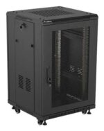 Szafa instalacyjna rack stojąca 19 cali 18U 600x600 drzwi perforowane LCD (Flat pack) czarna - Image 3