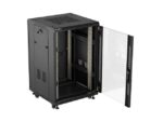 Szafa instalacyjna rack stojąca 19 cali 18U 600x600 drzwi przeszklone (Flat pack) czarna - Image 5